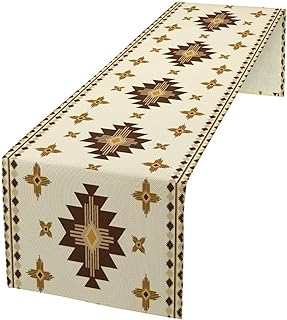 Western Aztec Table Runner,Vintage Abstract Geometric American Ethnic Tribal Prints Table Runner for Kitchen Dining Room Dresser Party Table Decor