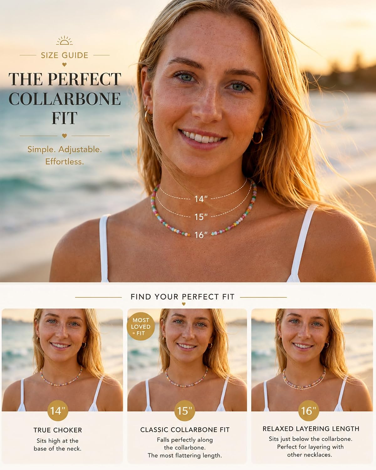 Natural Heishi Gemstone Choker Necklace for Women, Adjustable 15"+2" Beaded Layering Necklace, Coastal Beach Jewelry Gift for Her - Image 7