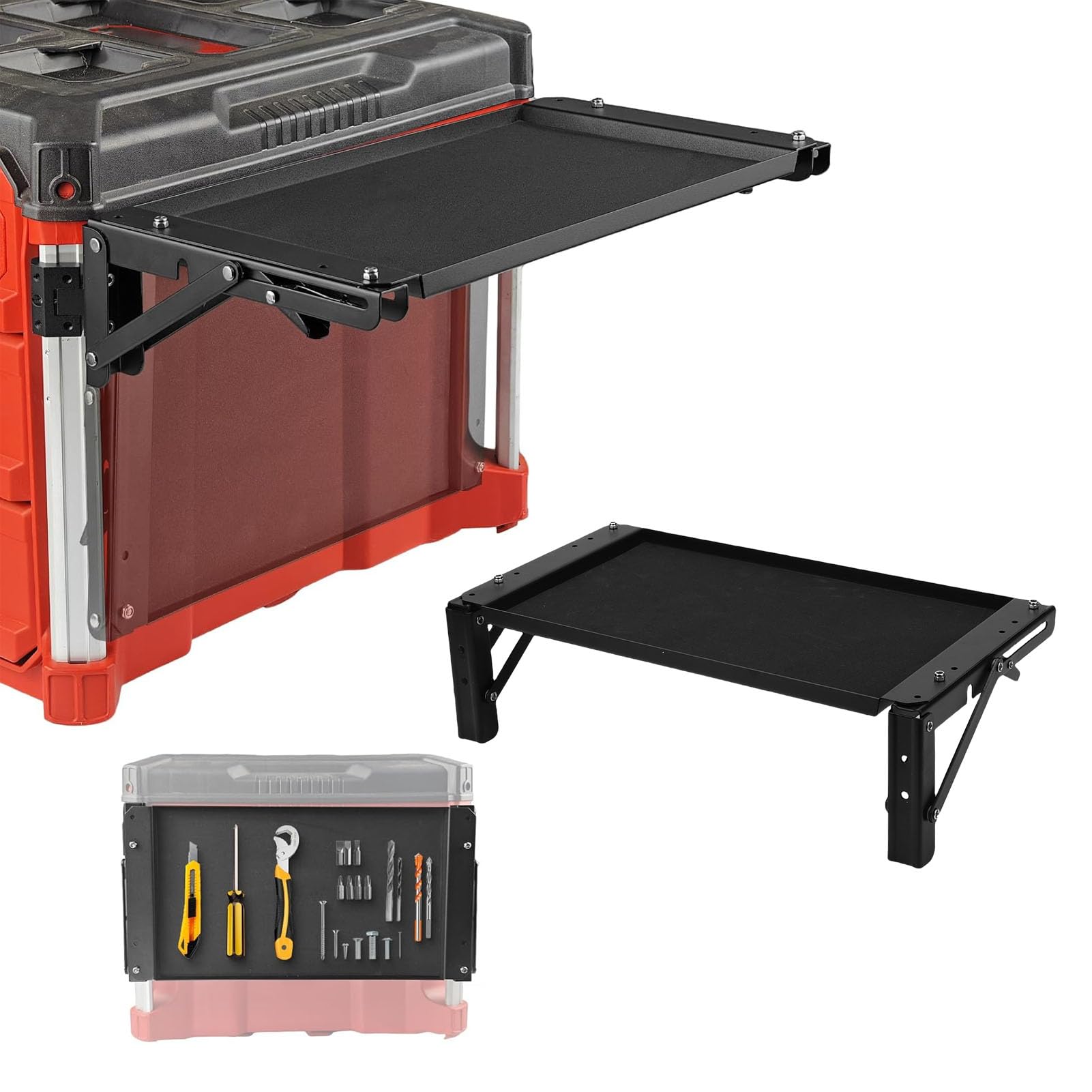 Toolbox Tavolo da lavoro laterale con rivestimento in gomma antigraffio magnetico, vassoio mobile per postazione di lavoro per l'imballaggio delle cassette degli
