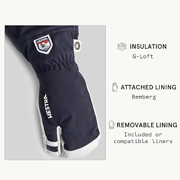 Hestra Heli Ski 3-Finger Gloves Women/Men - women´s men´s with lining, Hook-and-loop closure Winter Autumn-Winter
