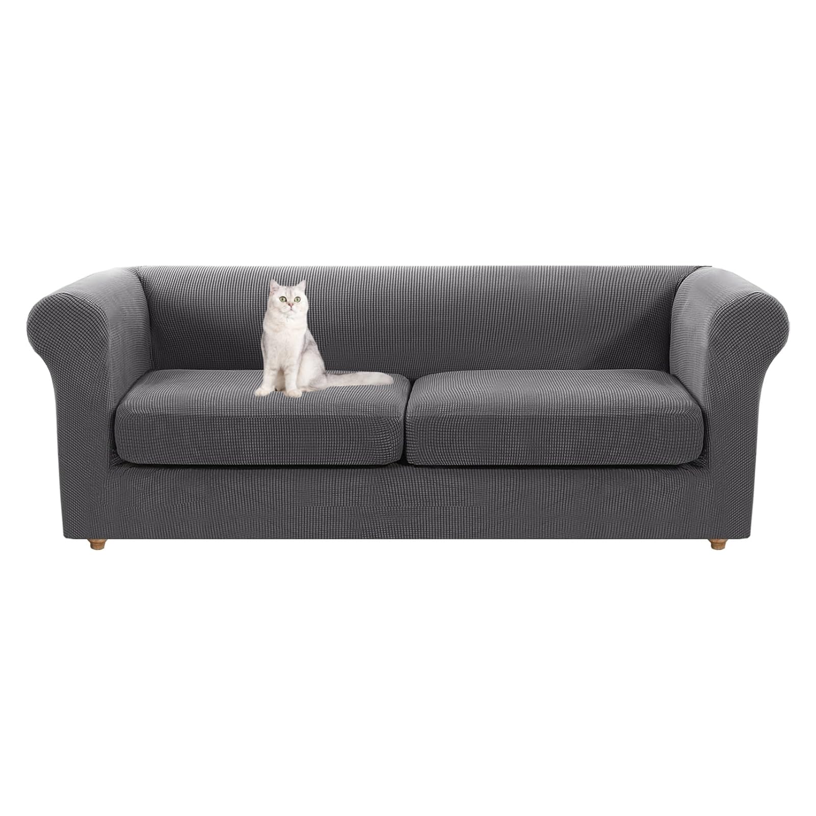 Housse de canapé Chesterfield extensible 1 place pour fauteuil incurvé avec housse antidérapante
