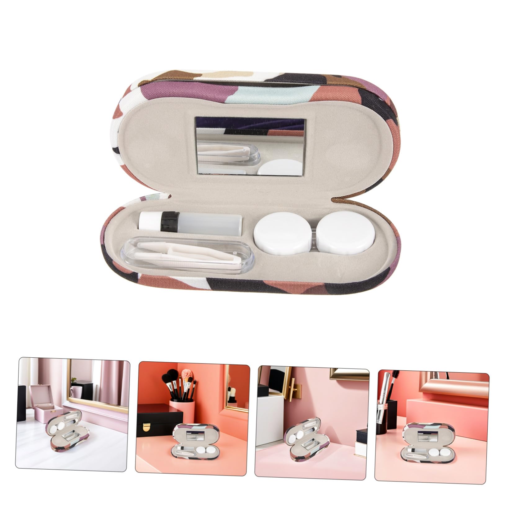 2 Set Astuccio Occhiali Duro Doppio con Specchio e Pinzette Organizer Viaggio Camouflage per Lenti Invisibili e Montature Custodia Protettiva Rigida per Uomo Donna