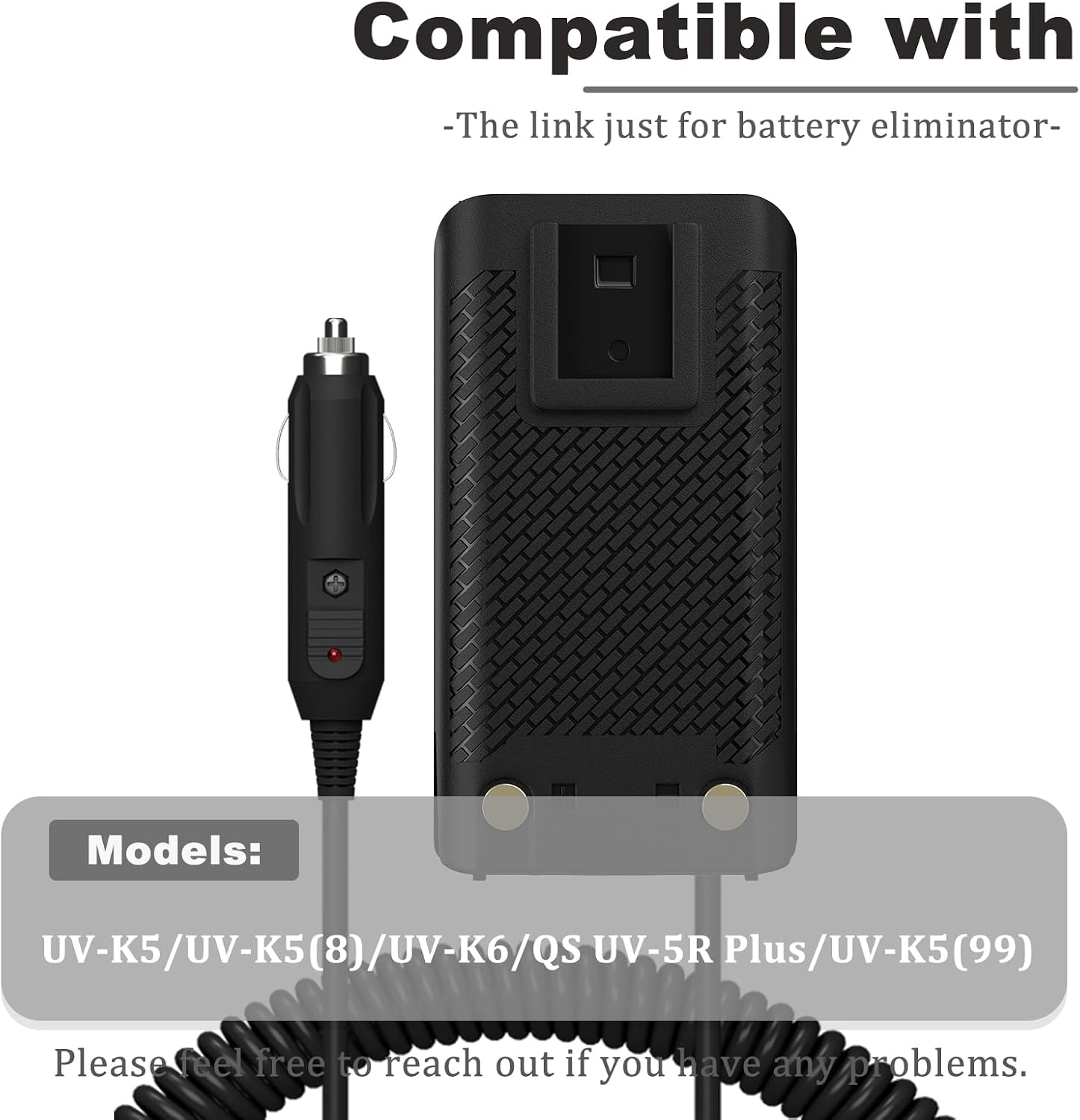 UV-K5 Battery Eliminator Car Charger 1600mAh DC 12V Compatible with UVK5 Ham Radio UV-K6 UV-K5 8 Radio