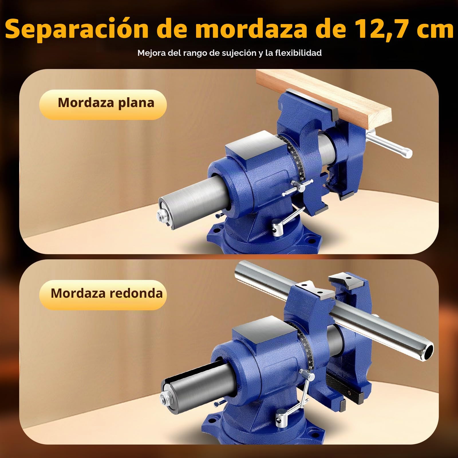 Tornillo de banco profesional grande 5" 125 mm envergadura 360 ° giratorio multifuncional banco de trabajo abrazadera de mesa de hierro dúctil para mecánicos e ingenieros