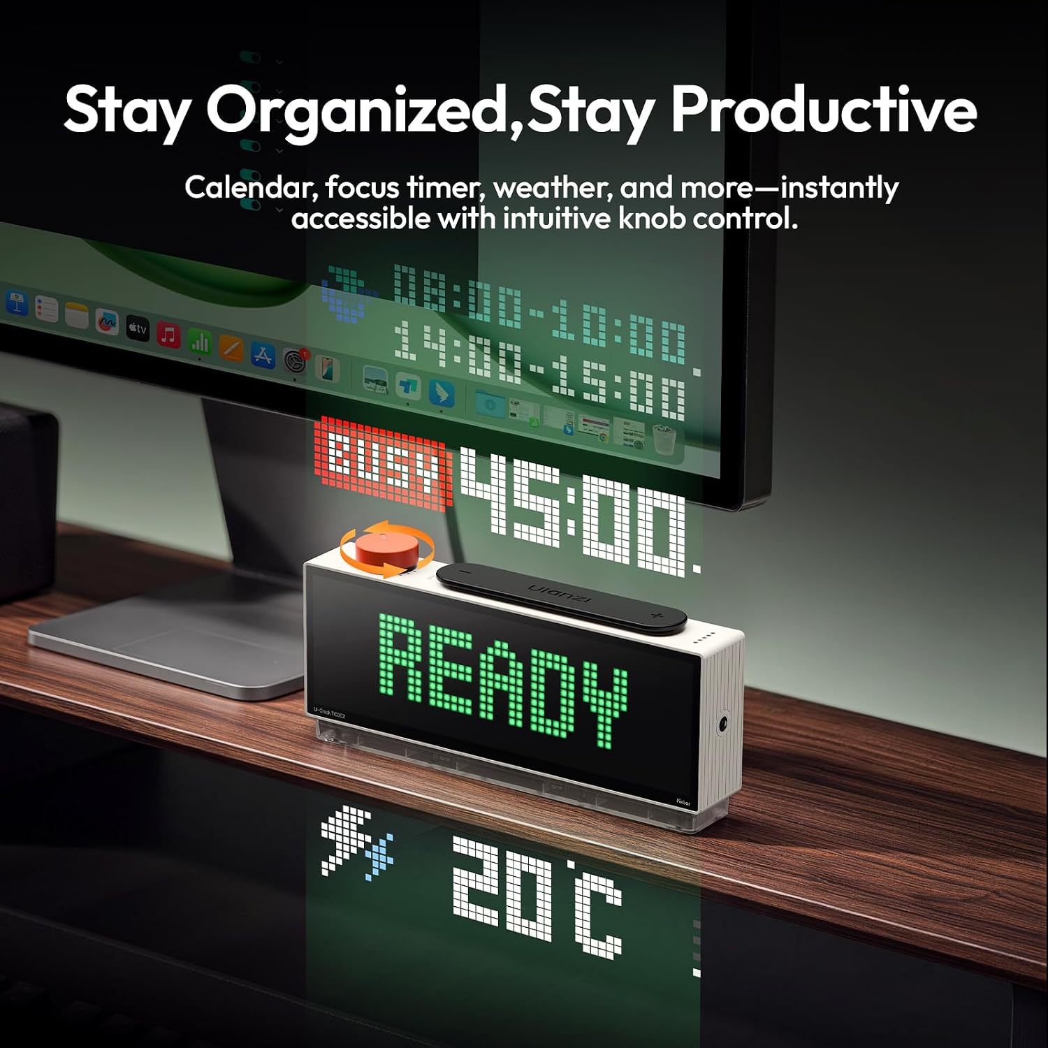 ULANZI TC002 Pixbar Smart Pixel Clock WiFi Pixel Art Digital Desk Alarm