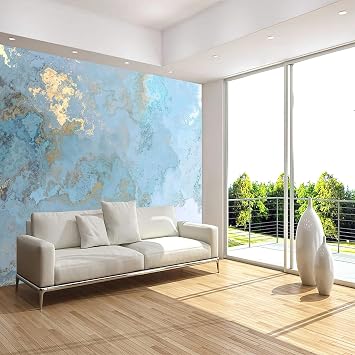 Blue Marble 3D Large Photo Wallpaper, with Gold Powder Water Pattern Wall Stickers Murals, Wall Murals Space for Living Room Bedroom TV Background Office Decor Mural - 118x 91(W x H)