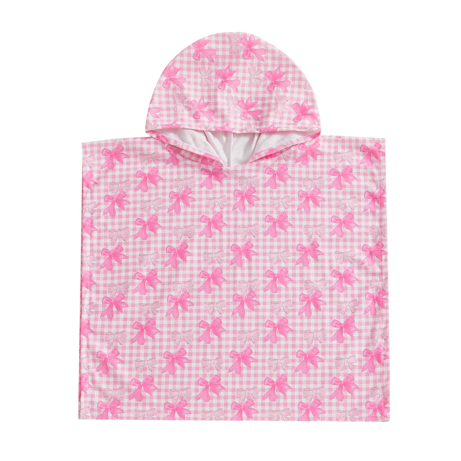 BULINGNA Baby Girl Hooded Towel Cute Bow Print Bath Towel Cape Bathrobe Pool Poncho Summer Beach Coverup (Pink, 18-24 Months)