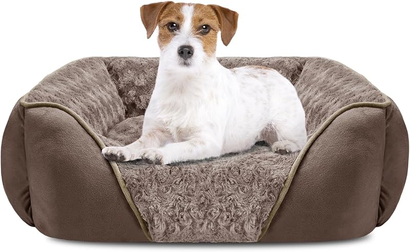 Cama para perros mediana, rectangular, lavable, ortopédica, suave, relajante, para dormir, duradera, con fondo antideslizante