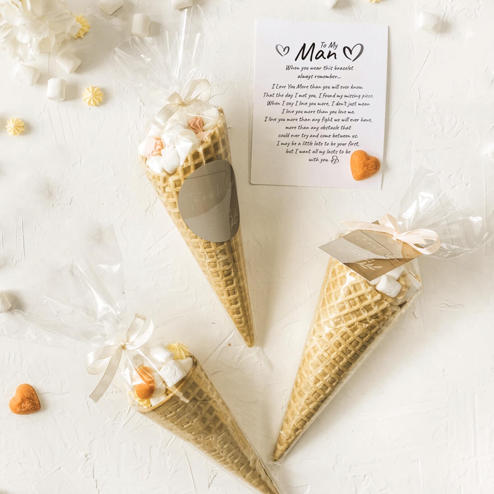 100 Sacchetti Trasparenti Per Caramelle A Forma Di Cono 25x13 Cm Con Lacci Per Dolci E Dolcetti~p139353254
