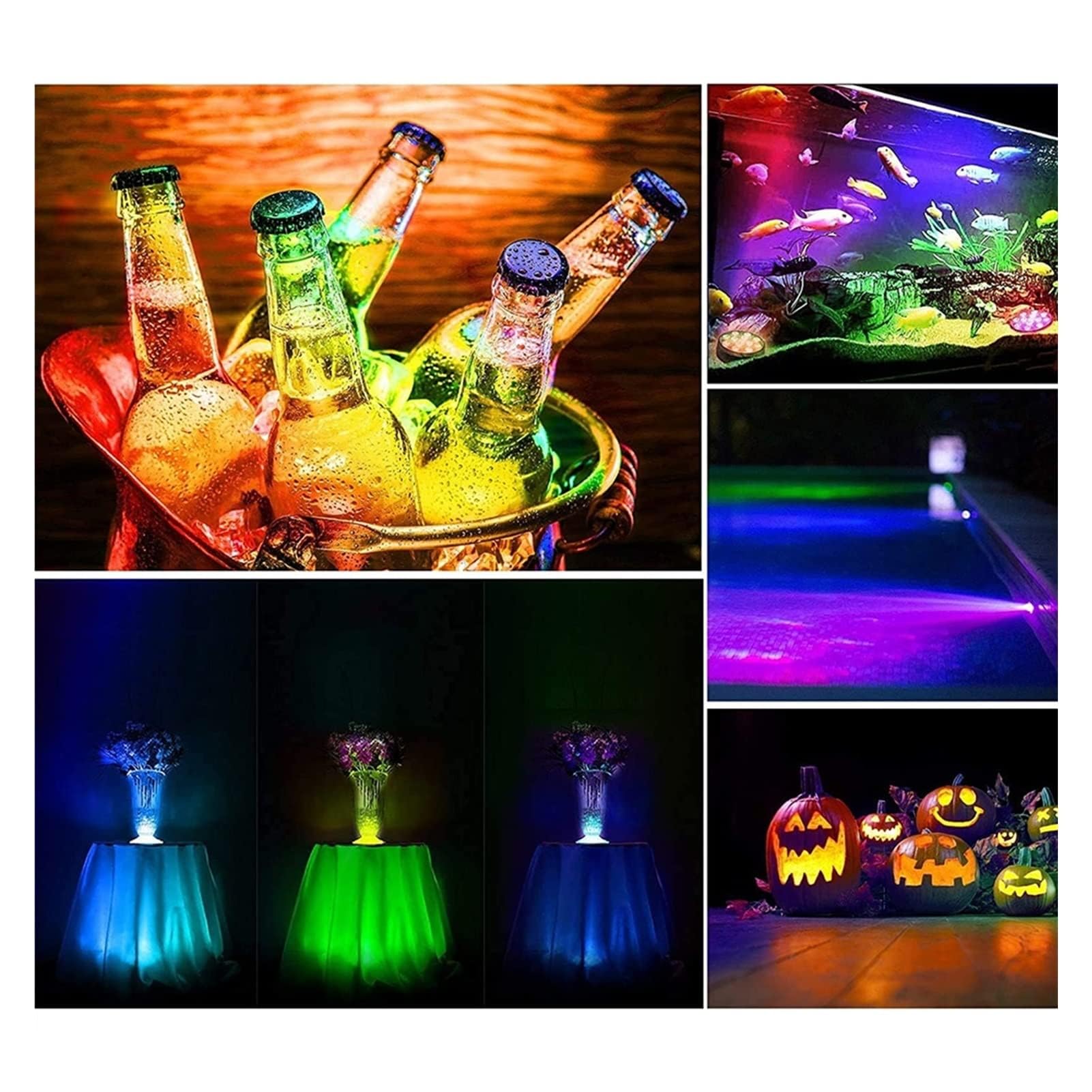 Lumières LED de Piscine Updated Submersible LED Lights with Remote Underwater Pool Light IP68 Magnet 13 LED Bright Lamp RVB for Pond/Pool/Aquarium (Color : 2 Light 1 Controller, Size : 8.5CM)
