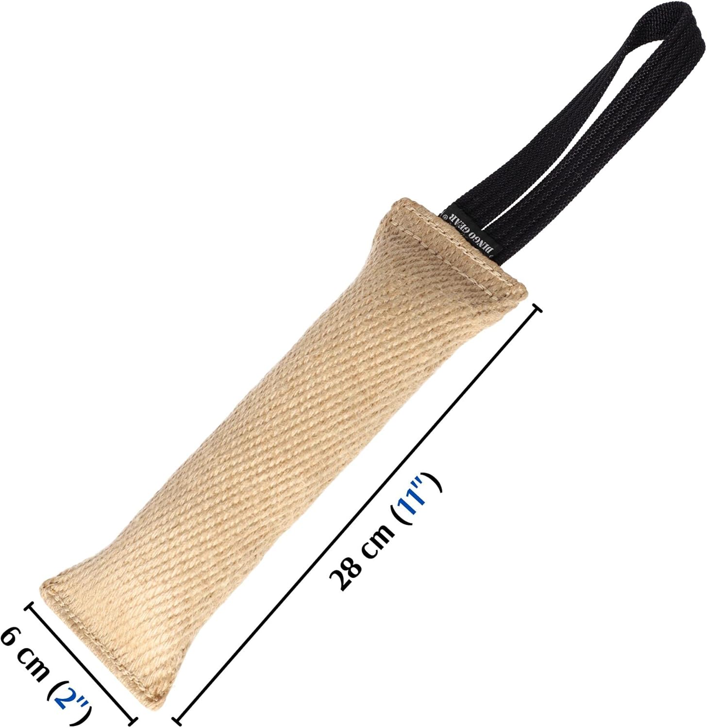 Dingo Gear Tug Toy for Dog Training Agility Tug of War, Jute Dog Bumper with one Handle, Dog Bite Pillow for Aggressive Chewers, 11" S00145