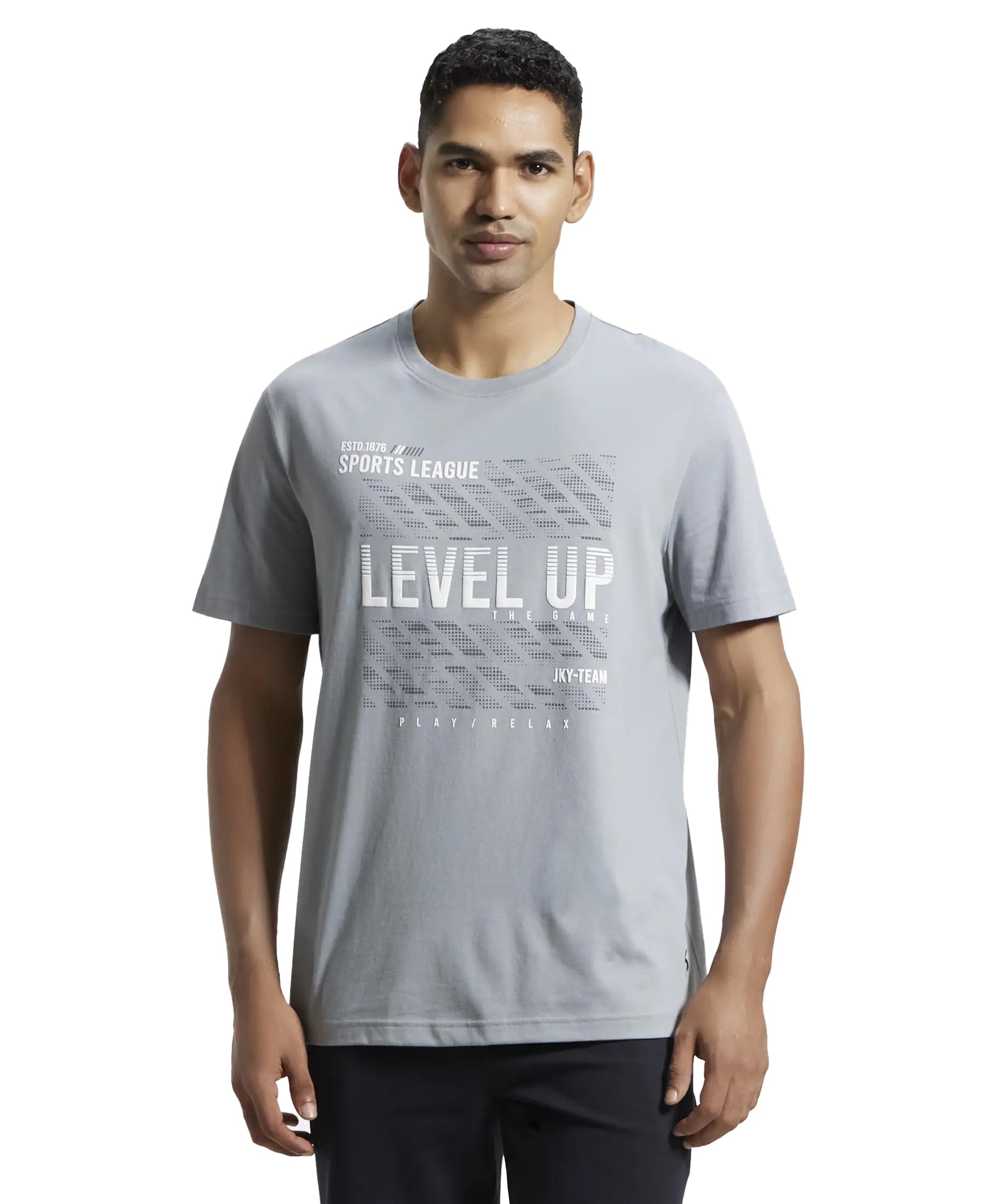 2718 Men's Super Combed Cotton Rich Graphic Printed Regular Fit Round Neck Half Sleeve T-Shirt (Prints May Vary)