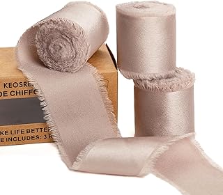 Nude Silk Satin Ribbon,Beige Frayed Silk Ribbon for Bridal Flower Bouquet Christmas Gift Wrapping Wedding Decor Invitations Decorations 1.5" x 15 Yards (5Yards X 3 Rolls)
