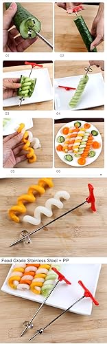 Miniatura 8 de Angelastore Fruit & Vegetable Tools Garnishes Herramienta de tallado de cuchillo en espiral de verduras, patata, zanahoria, pepino, ensalada