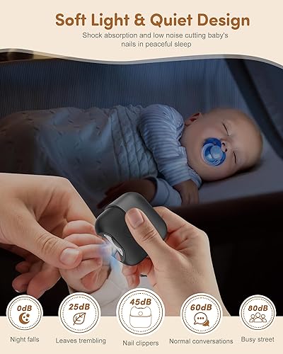 Miniatura 2 de Cortaúñas eléctrico, cortaúñas para bebés con luz recargable por USB de 2 velocidades con cubierta magnética y almacenamiento de uñas mejorado