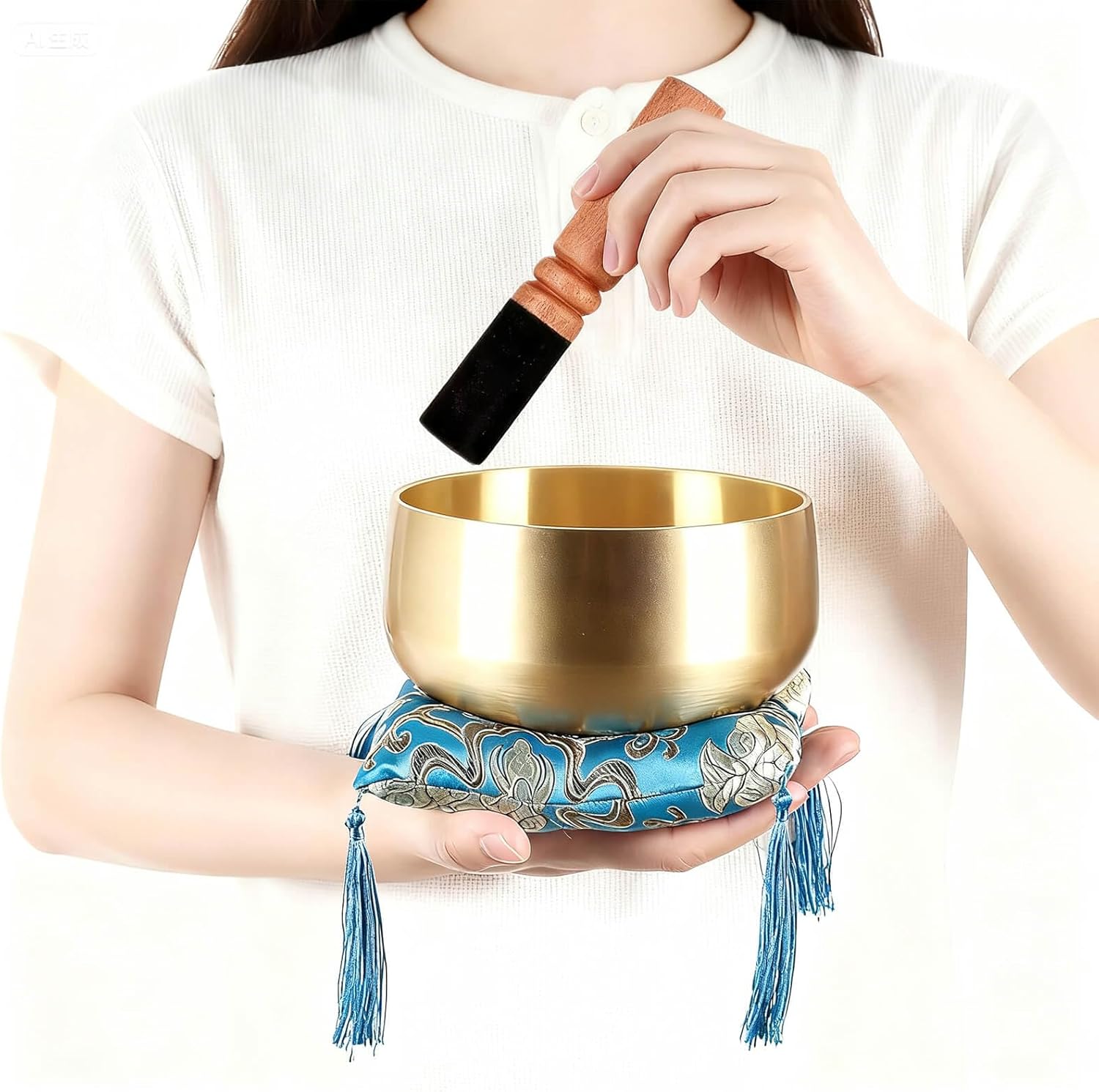 Tibetan Singing Bowl Set - 4" Handcrafted Meditation Sound Bowl for Yoga, Mindfulness Chakra Healing & Stress Relief | Complete Kit with Cushion & Mallet | Spiritual Gifts for Beginners (4 Inch)