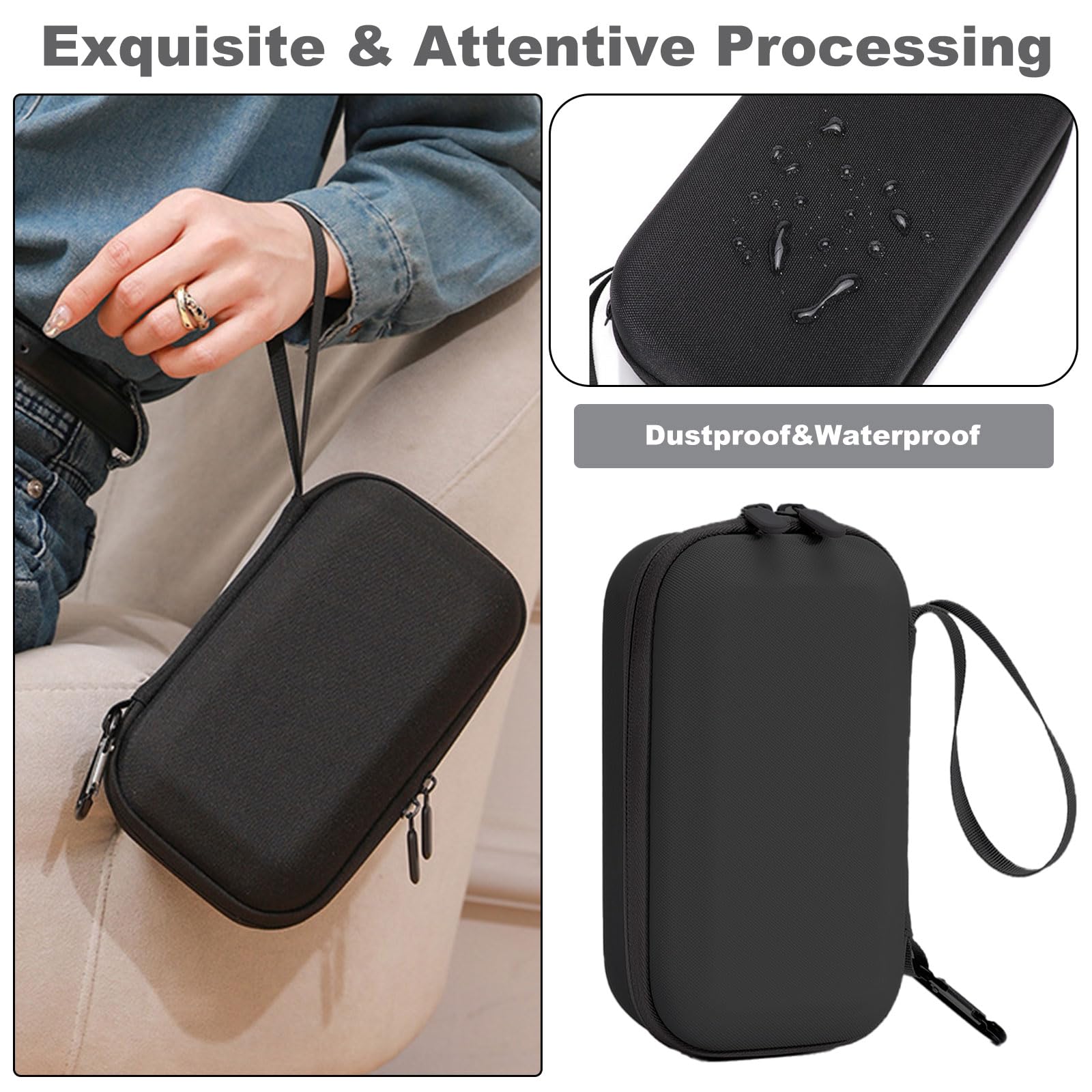 Osmo Mobile 7 Case, DJI OM 7/OM 7P Gimbal Case, przenośna torba do przechowywania PU do Osmo Mobile 7 i 7P Stabilizator Akcesoria, jasnoszara, czarny, 23 x 13 x 7.5 cm, Classic