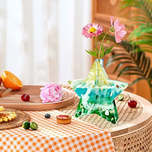 Miniatura 3 de Voyyphixa Moldes de resina para jarrón de estrella de silicona para estación de propagación de plantas, molde de resina epoxi en forma de pentagrama
