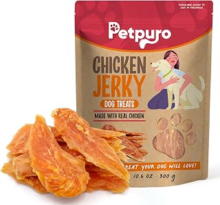 Chicken Jerky Dog Treats, Natural Real Chicken Breast Strips — High Protein, Grain-Free, Rawhide-Free Training Snacks for Small Medium Large Dogs, 10.6oz