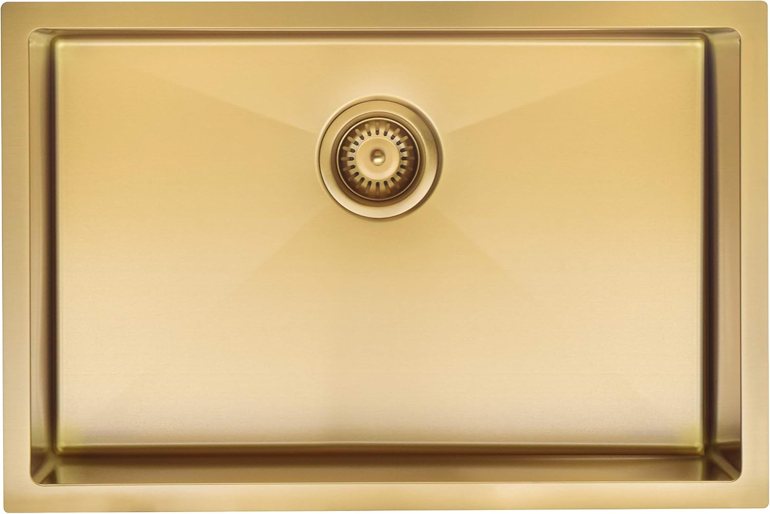 2718/BG - Brushed Gold PVD - Rectangular Undermount Single Bowl Kitchen Sink 27 inch X 18 inch 9 inch