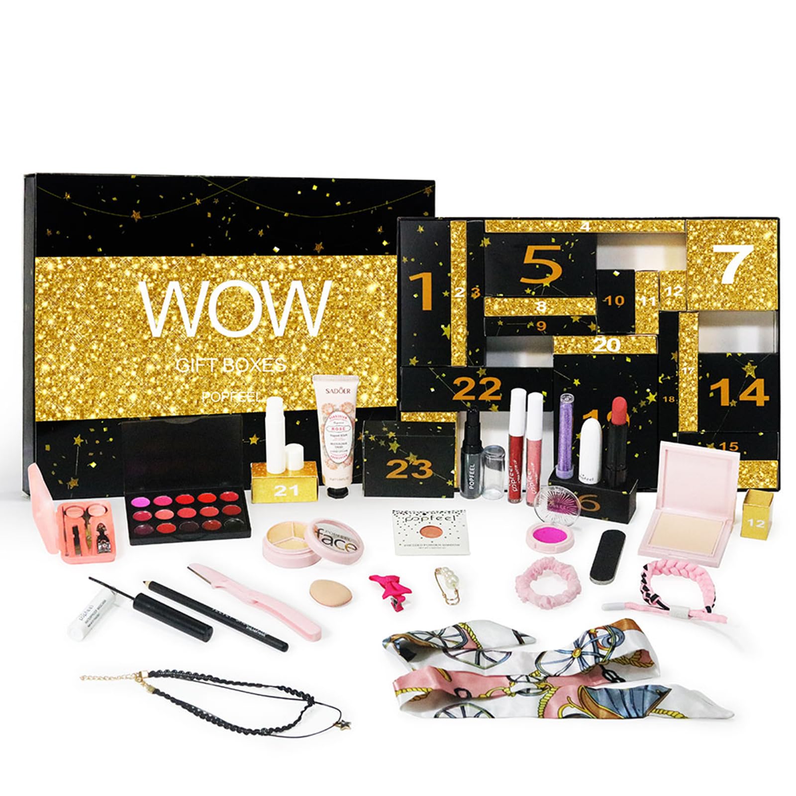 Makeup Advent Calendar 2025, Christmas 24 Days Countdown Calendar Makeup Gift Set, Christmas Individual Gift Box Calendar for Women Complete Set (B)