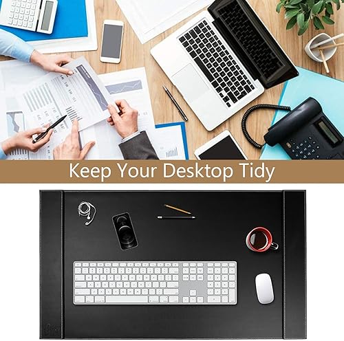 Miniatura 2 de Roxie Tapete de escritorio para escritorio, 34 x 20 pulgadas, protector de escritorio grande de cuero para computadora, alfombrilla de mouse para