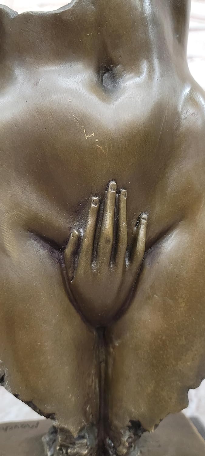 Handcrafted Original Signed Bronze Sculpture Modern Abstract Female Torso Bust Artwork Figurine Décor Art by Finery Bronze