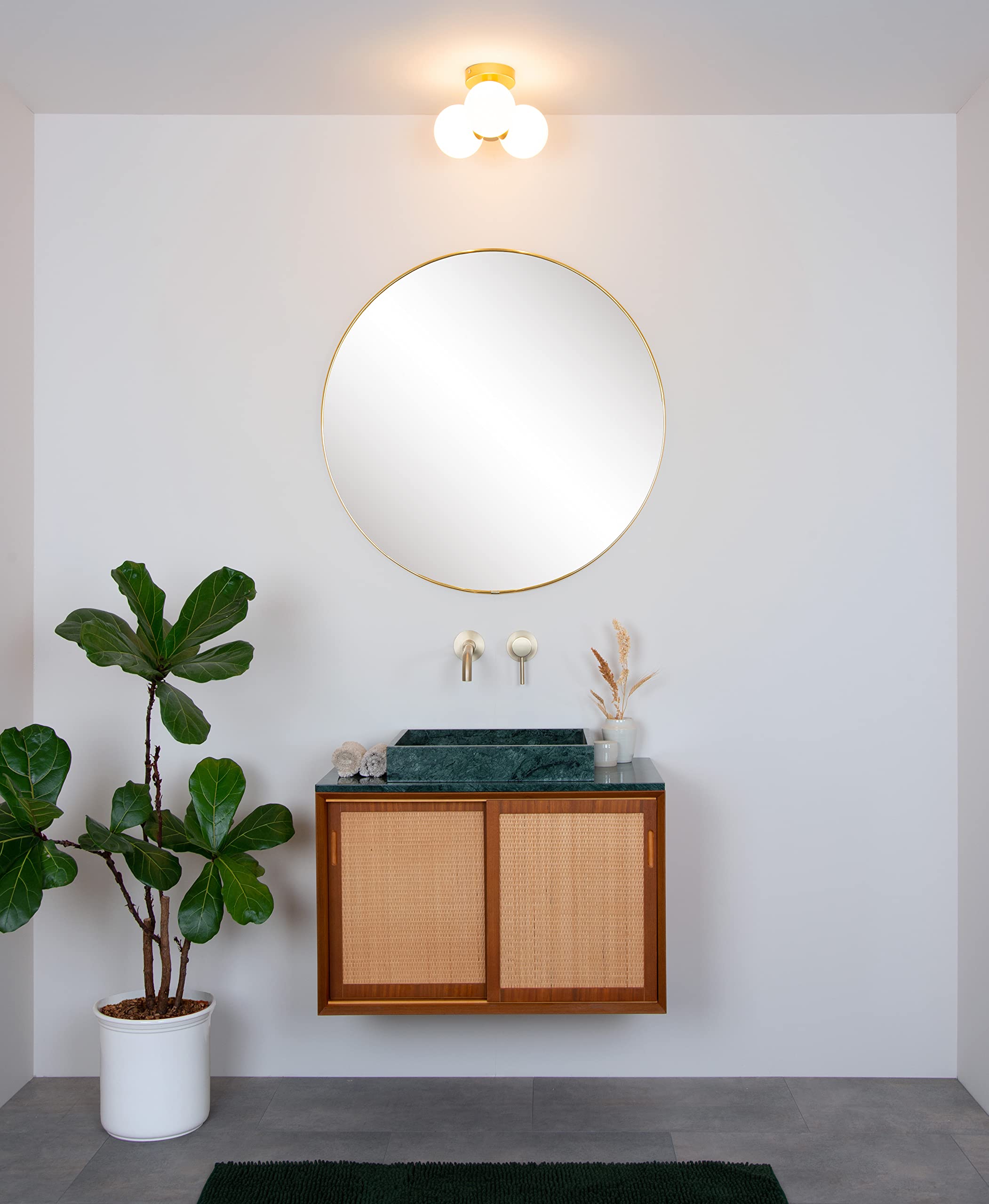 LUCIDE TRUDY - Plafonnier Salle de bains - Ø 28 cm - 3xG9 - IP44 - Or Mat/Laiton