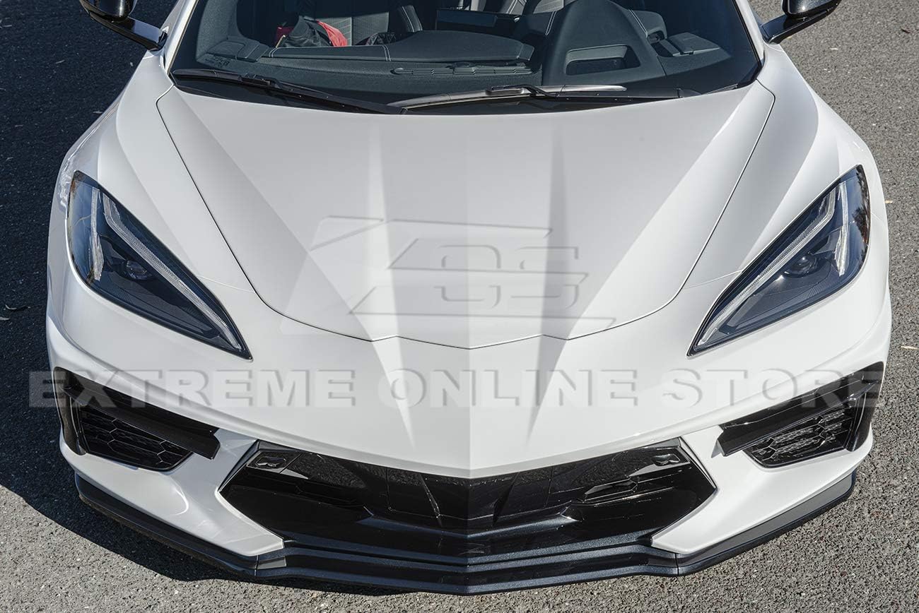 Replacement For 2020-Present Chevrolet Corvette C8 | GM Z51 Style Front Bumper Lower Lip Splitter (ABS Plastic - Glossy Black)