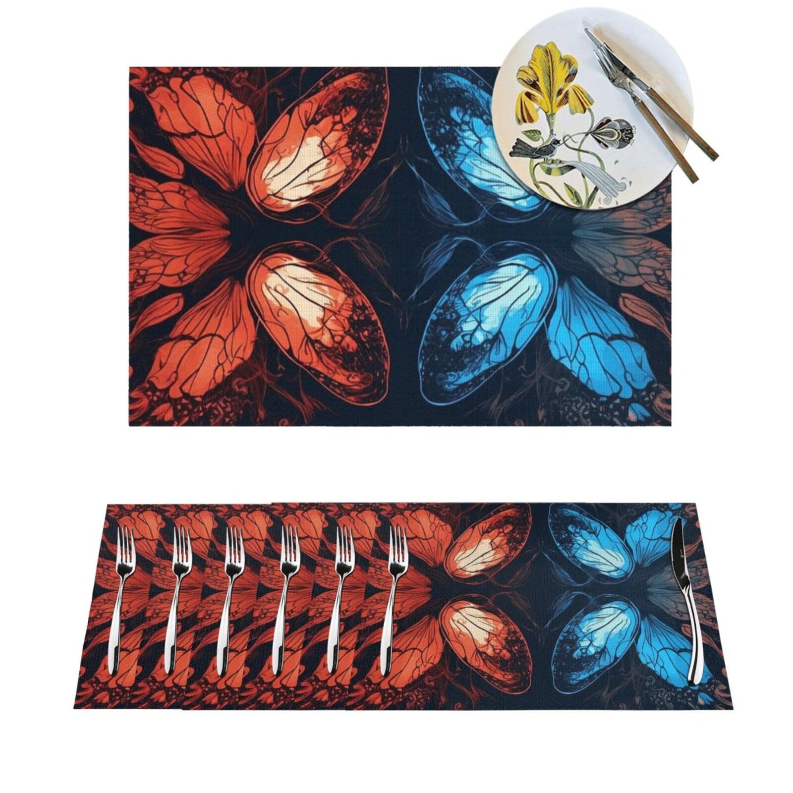Set de table anti tache et glisse lot de 6 pièces PVC papillon pour repas