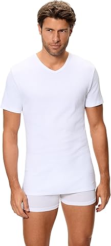 Abanderado Línea Térmico Algodón de Invierno Manga Corta Camiseta Manga Corta Cuello En V Línea Térmico Hombre (Pack de 1)