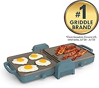 Vista 3 de bella Plancha de cerámica plegable y de doble temperatura de 10 x 20 pulgadas, se adapta a cualquier lugar, revestimiento antiadherente de cerámica