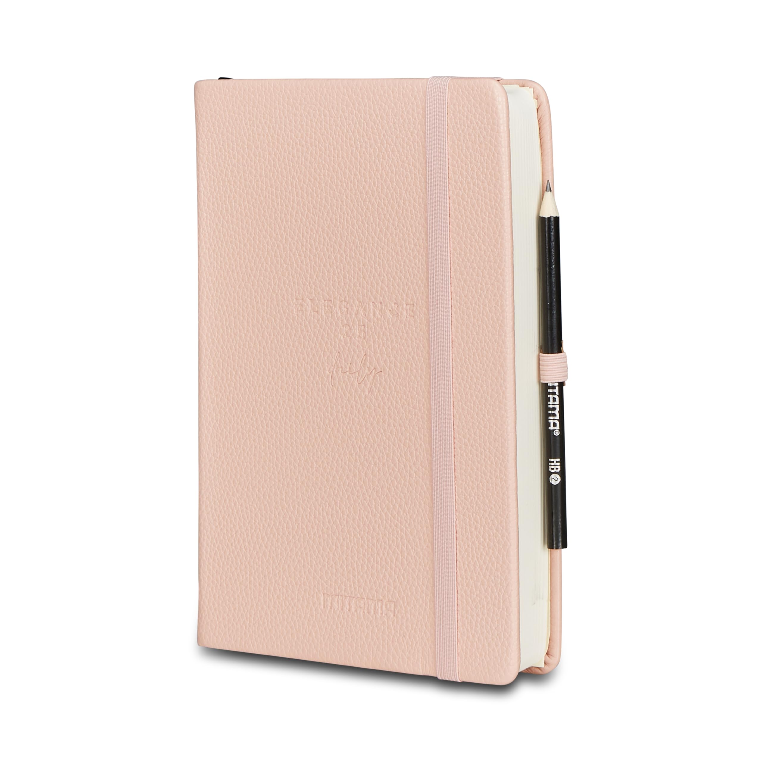 Mitama Elegance Daily Diary in Pink Faux Leather 12 Months, January to December 2025-366 Pages + 66 Extra Contents Pages