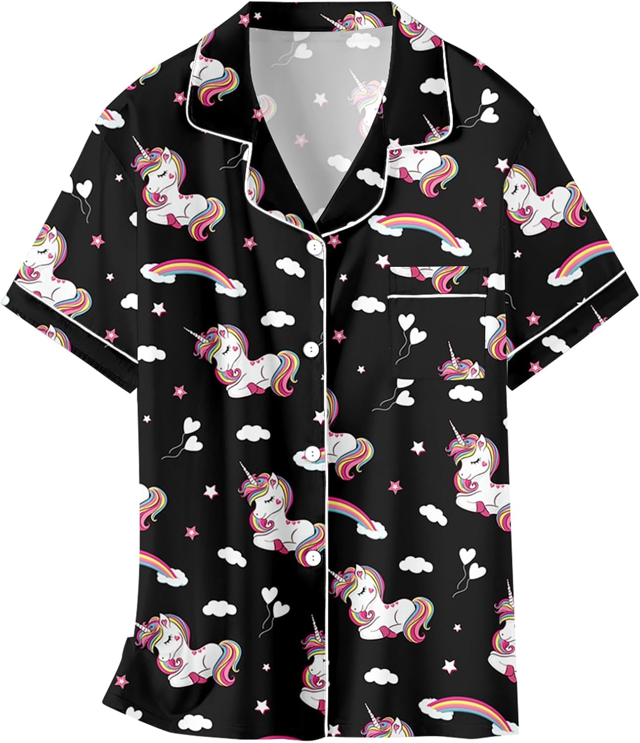 Schbbbta Girls Womens Silk Pajamas, 2 Pcs Satin Pjs Set Button Down Soft Short Sleeve Sleepwear - Image 6