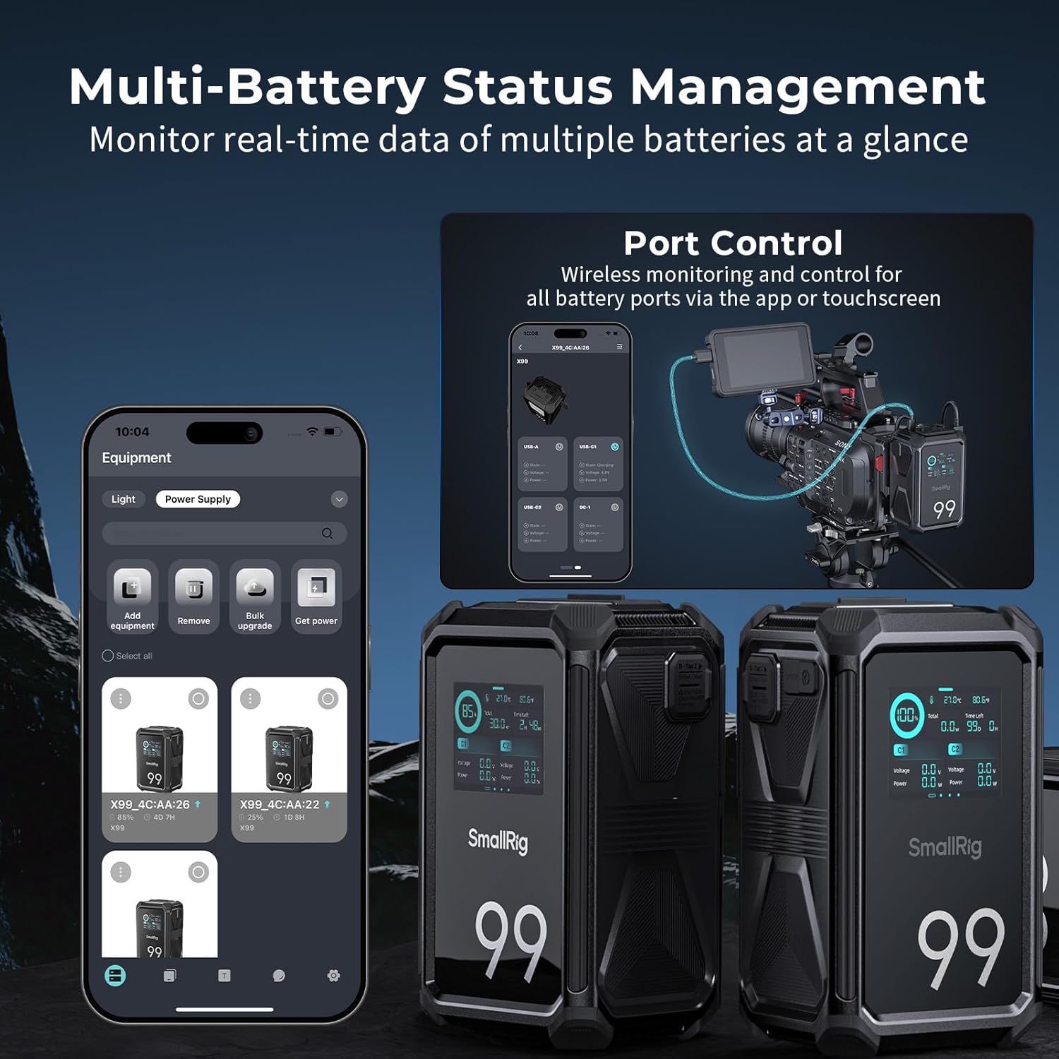 SMALLRIG V Mount Battery X99 touchscreen interface