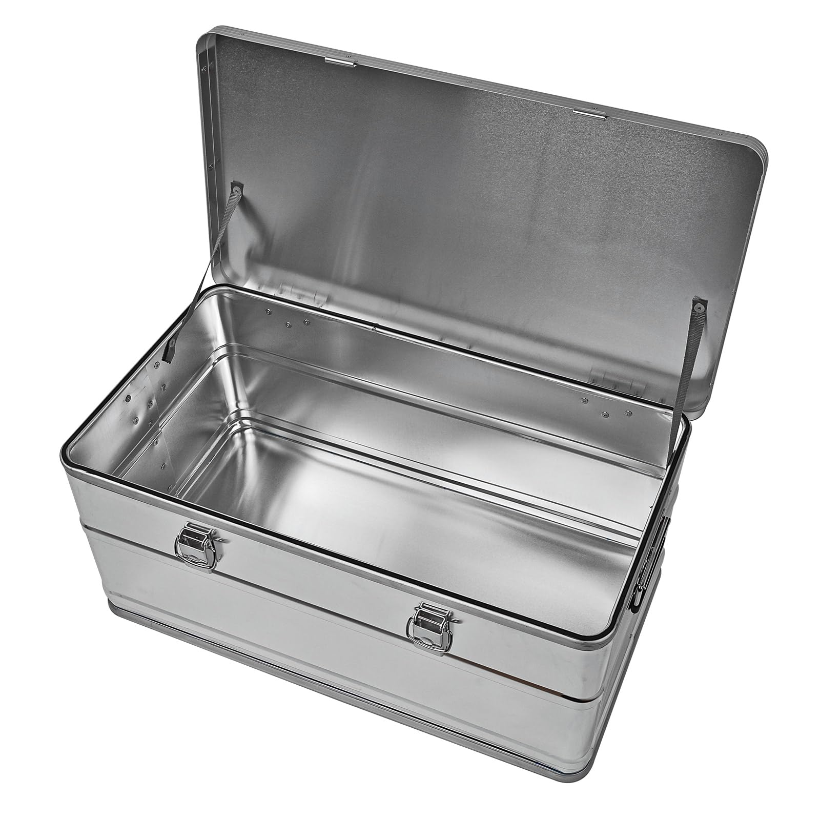 DEMA Alu Werkzeugbox 90 Liter Transportkiste Lagerbox Aluminium Tragegriffe | Aufbewahrungsbox, Alukiste, Storage Box, Camping Kiste, stapelbar, robust, Dichtung, Verschlusshebel, Outdoor