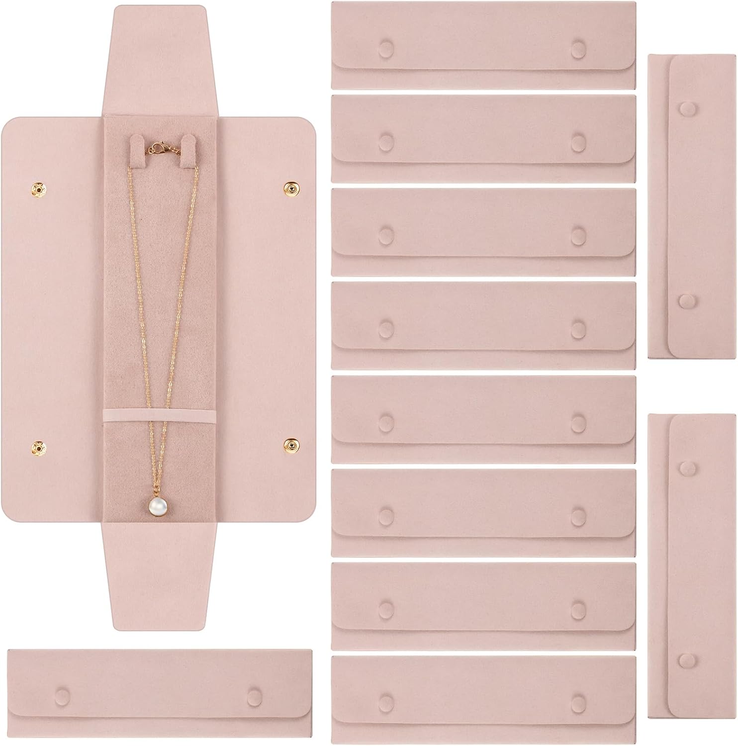 Remuuly 6 Pcs Necklace Travel Case No Tangle Necklace Pouch Travel Jewelry Organizer Bridesmaid Gifts for Wedding Christmas Microfiber Jewelry Pouch Storage Bag for Women