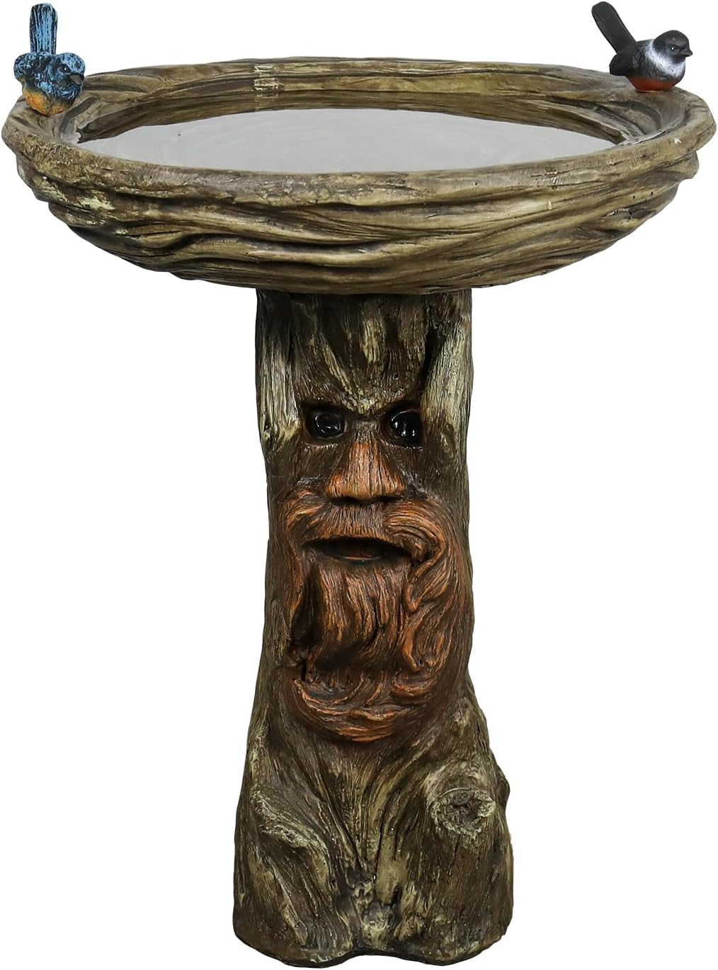 SKYFIRE 24” Tall Outdoor Tree Face Bird Bath -Whimsical Tree Man Pedestal Birdbath Bowl with Bird Figurines for Patio, Lawn, Backyard, Outdoor Decor -19”Dia. Garden Decor Statue Birdbaths for Birds