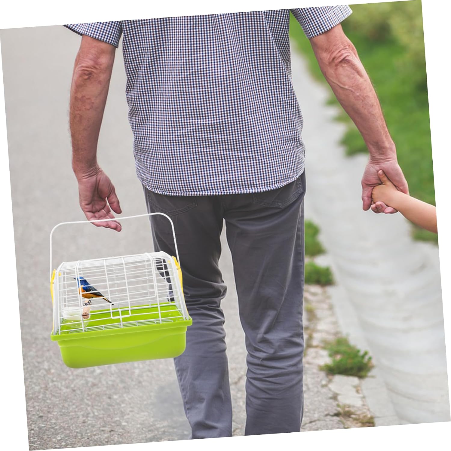 Toddmomy 1 Set Portable Bird Carrier Cage for Parrots Lightweight Travel Cage with Handle Breathable Wire Structure for Hiking Sightseeing Camping Trips