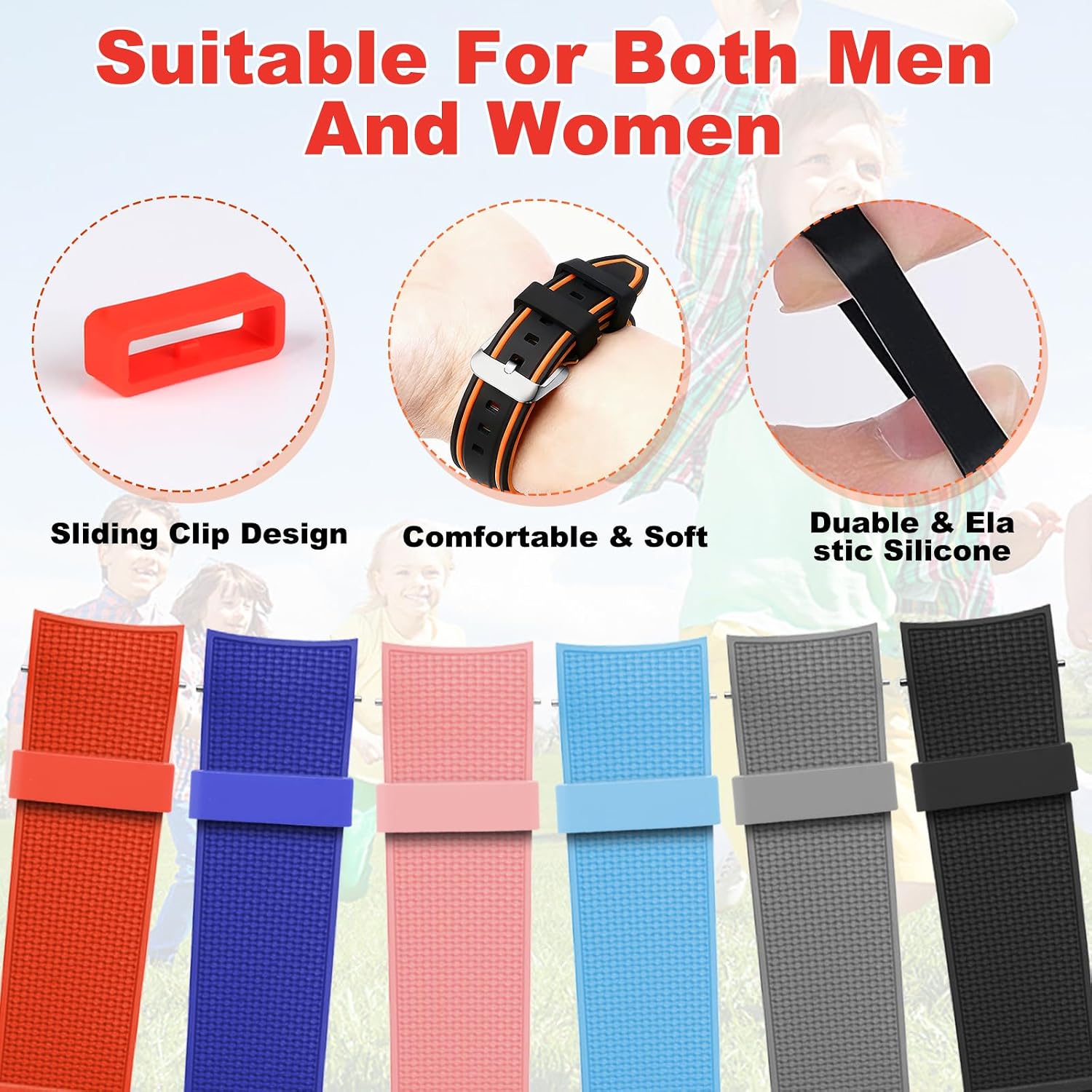 REGUICORP Magic Band Locks 15 Pack, Multi-Color Smart Watch Security Bands, Silicone Magic Band Clips, Compatible with Most Watch
