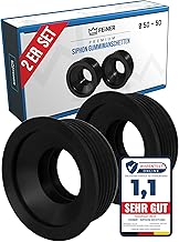 FEINER® [Set of 2] Siphon Rubber Sleeve 50 32 Outer Diameter 50 mm x Inner Diameter 28-32 mm Rubber Sleeves - Siphon Seal Sink Drain Connection to DN 50 HT Drain Pipes and Siphon Arch