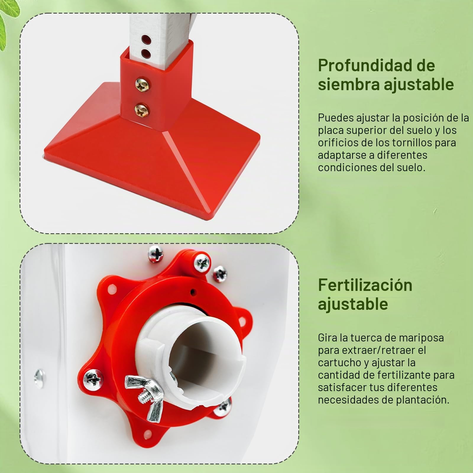 Sembradora automática, sembradora Manual de precisión de Metal para jardín, sembradora Ajustable manualmente para Vegetales, Capacidad de Caja de Semillas de 1,1 kg