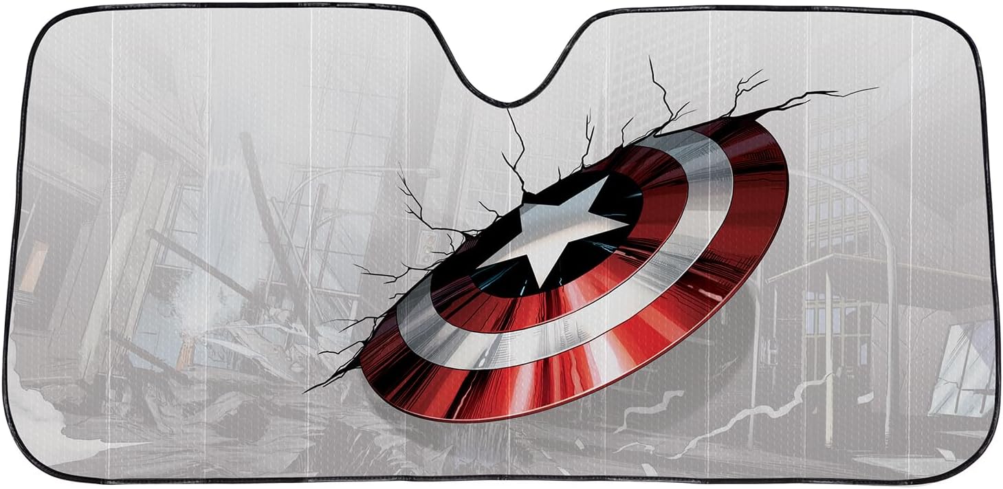 Plasticolor 003756R01 Captain America Marvel Broken Shield Accordion Bubble Sunshade