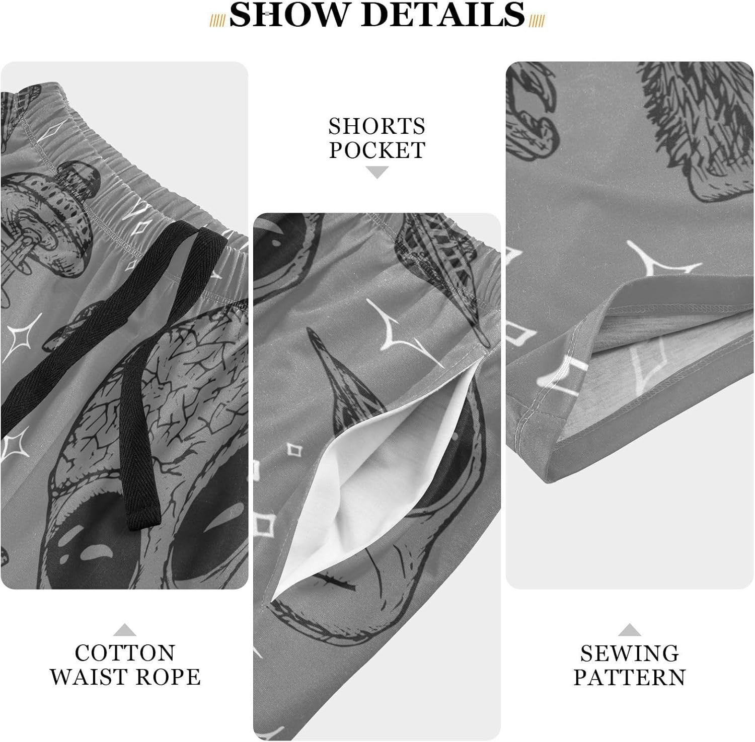 visesunny Mens Sleep Summer Funny Pattern Shorts Lounge Bottoms Soft Comfy Pajama Wear Pants