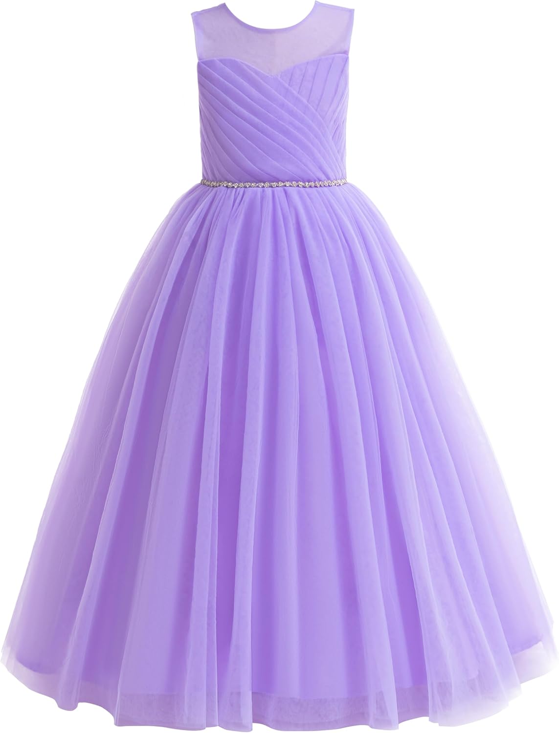 Glamulice Flower Girl Wedding Dress Tulle Long A Line Holiday Birthday Party Ball Gown Girls Formal Pageant Maxi Dresses