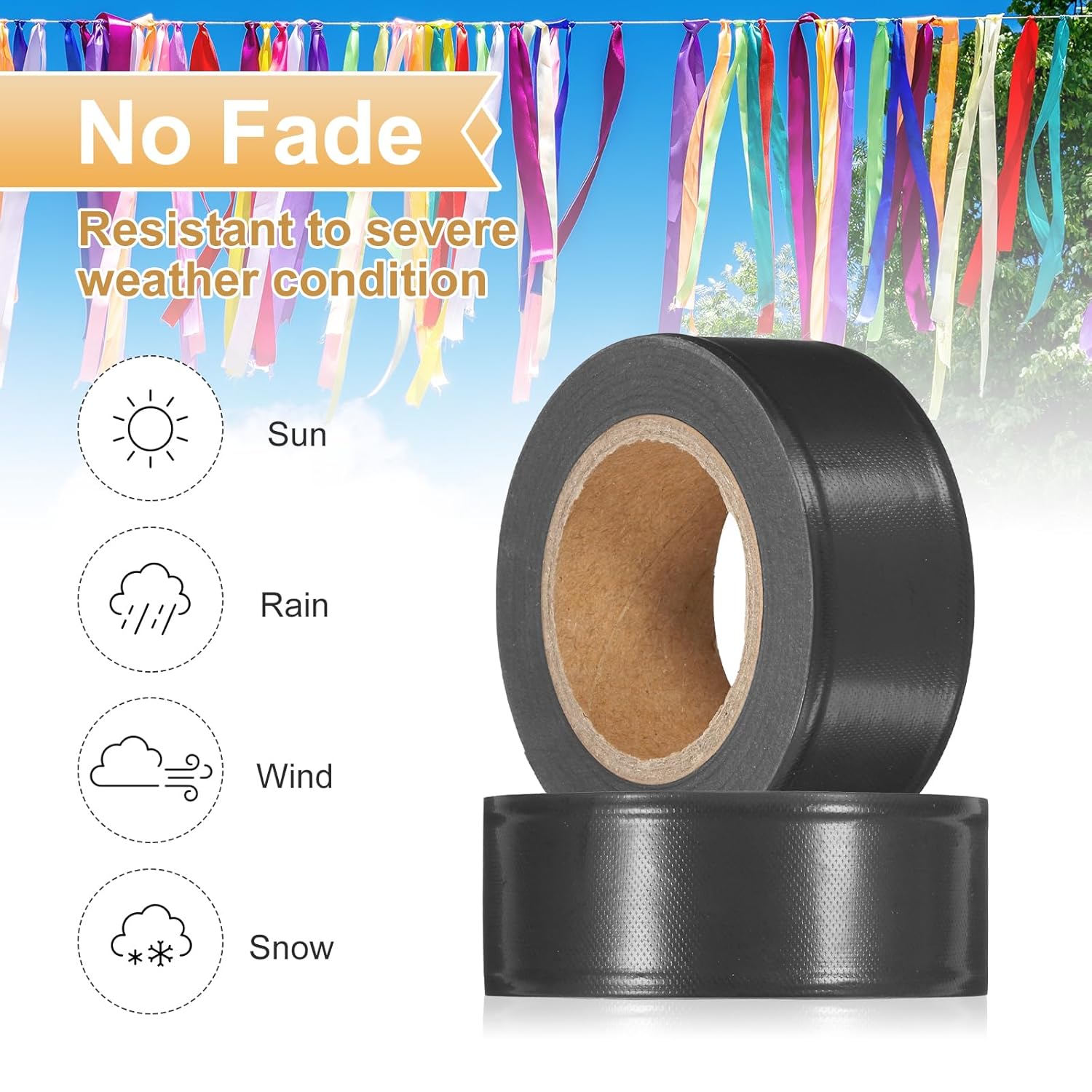 PATIKIL 24Pack Flourescent Black Flagging Tape, 1" x 100 ft Non-Adhesive PVC Neon Ribbon Marking Roll Survey Tape for Tree Marking, Trail Marking
