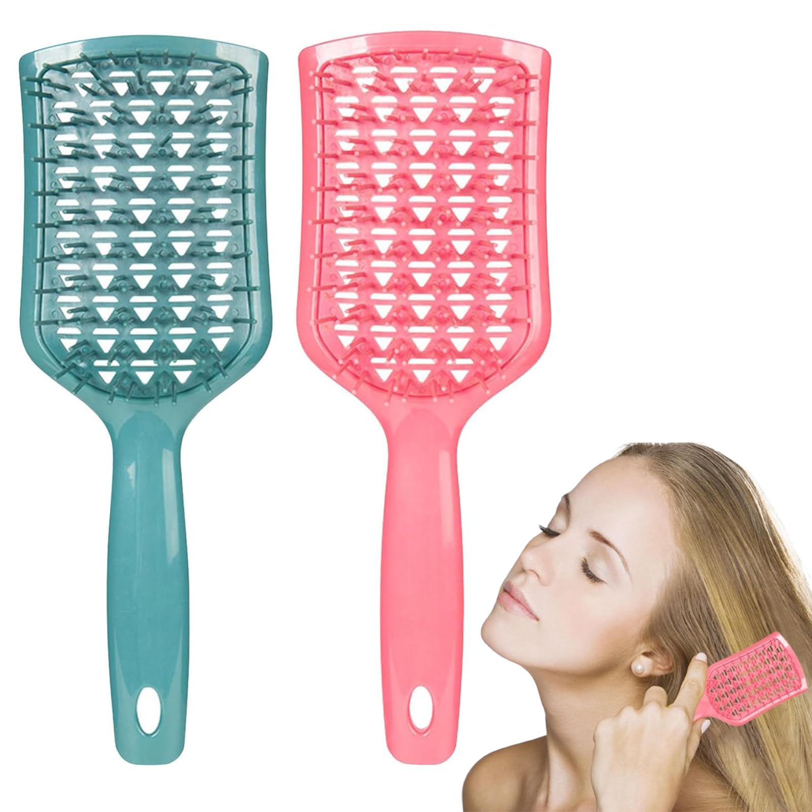 Kotkiddy® 2 cepillos para el pelo sin tirones – Cepillo de masaje para el cuero cabelludo para mujeres, hombres y niños – Cepillo desenredante también para rizos y pelo largo