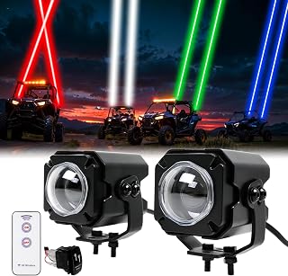 2PCS Whip Lights,Spot Beam Pod Lights Whipless Whip Light Kit for Side by Side with Switch & Remote RGBW Whipless LED Whip Lights for ATV UTV Can am Polaris RZR SXS Golf Cart Jeep Truck Dune 4x4 Boat