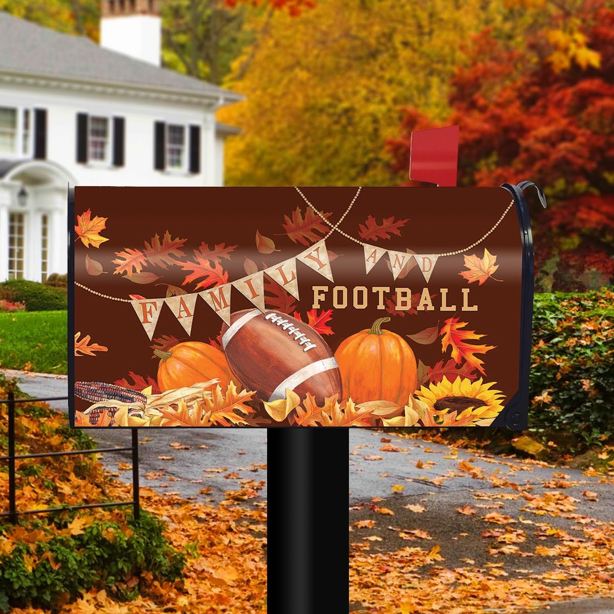 Briarwood Lane Family & Football Mailbox Cover