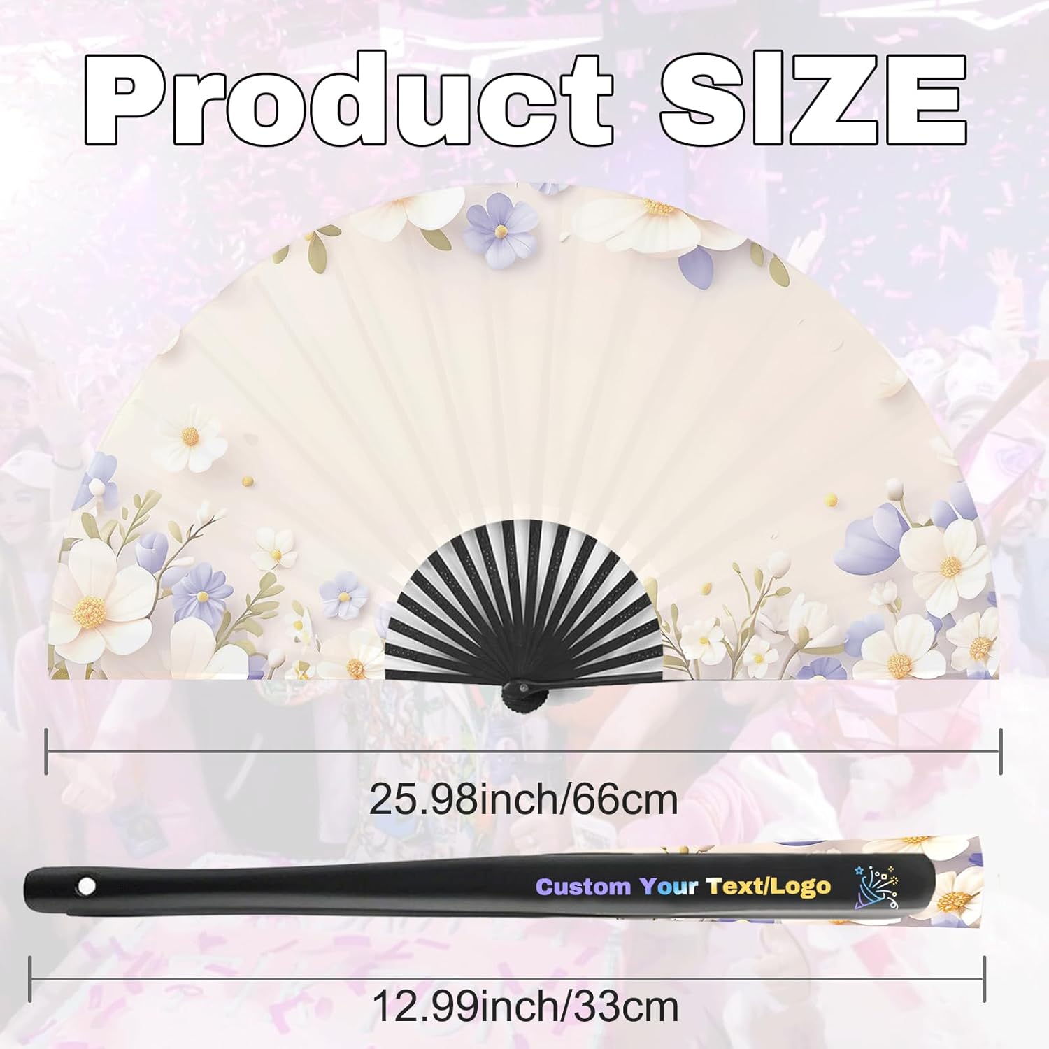 10 Pcs Custom Popping Fans for Line Dancing Bulk Personalized Hand Fans for Women Foldable for Dancing Customize Rave Clack Fans with Pictures Text for Wedding Graduation Dance Parties 13IN